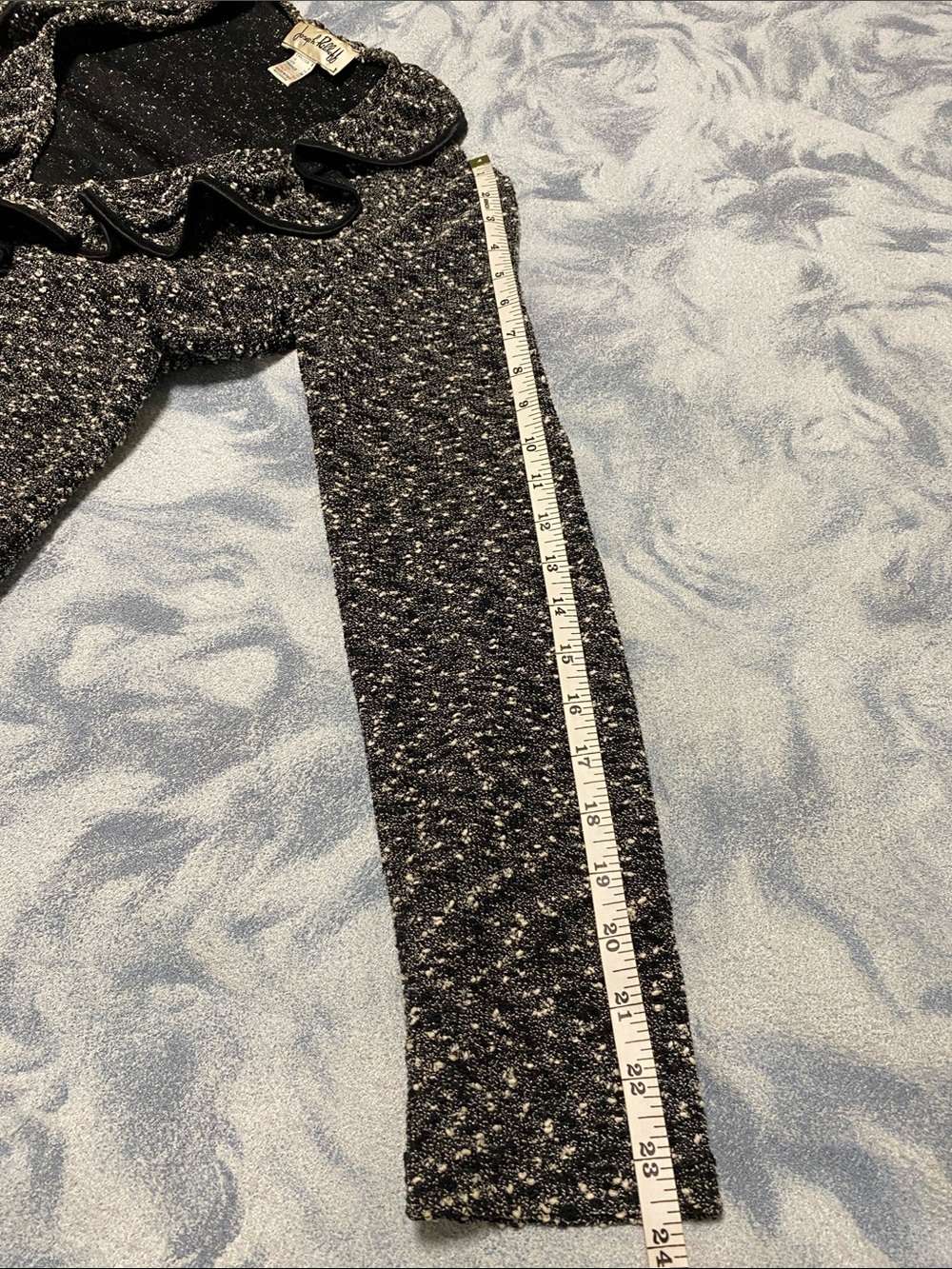 Joseph Ribkoff Black and White Textured Ruffle Jacket - Picture 6 of 6